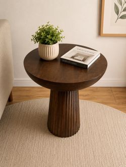 Haven + Key Solid Wood Side Table — Dark Brown Finish