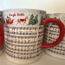 REDUCED Four Sur La Table Holiday  Mugs