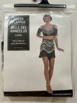 Sheer Flapper Womens Halloween Costume Adult L & XL New