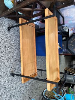 Wood metal bar cart on wheels