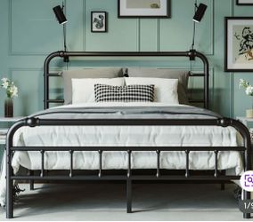 Queen black wrought iron bed frame