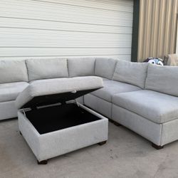 6 PIECE FABRIC MODULAR SECTIONAL WITH OTTOMAN 