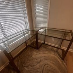 L Shaped Glass Computer Desk