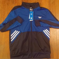 New Youth Size Large Full Zip Track Jacket Blue Black Coat Adidas Running