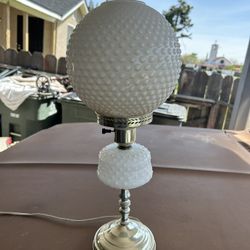 Vintage White Hobnail Glass Banquet Parlor Lamp 