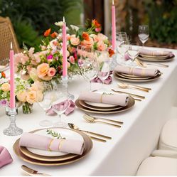 Glass Candlestick Holder,Striped Taper Candle Holders,Set of 6 Candle Stand for Table Centerpieces, Home Decor,Weddings,Festival and Parties (Clear St