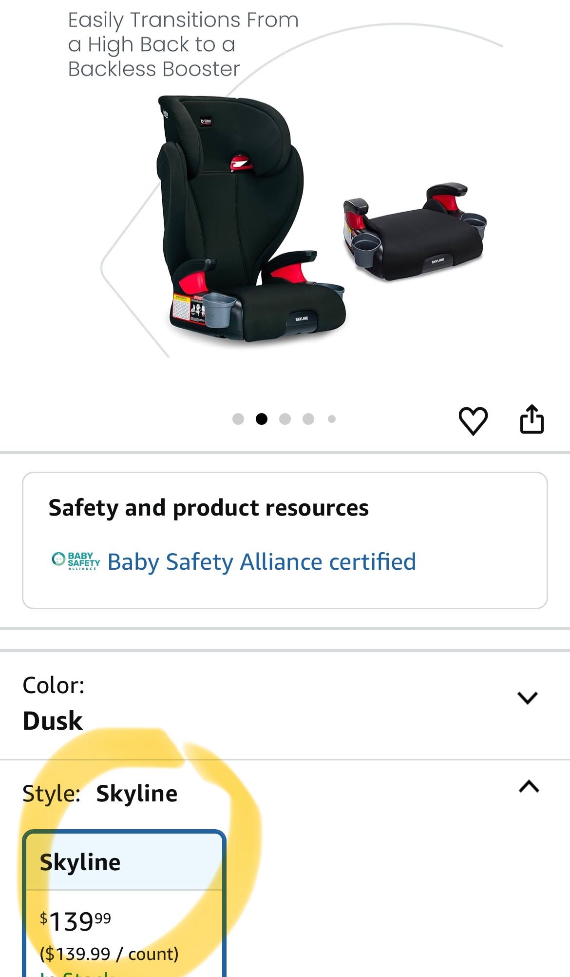 Britax Skyline 2 Stage Belt Positioning Booster Car Seat~ Britax Skyline  Booster Asiento Infantil