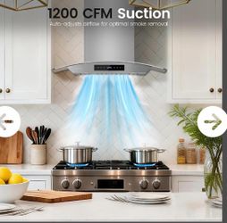 30 inch Wall Mounted Range Hood, 1200 CFM Kitchen Hood