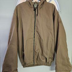 Bulwark FR Jacket Hooded Men's Sz XL Full Zip Brown Flame Resistant