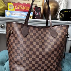 Authentic Louis Vuitton Damier Neverfull MM Balerina Pink 