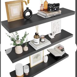 Colima 24”Floating Wall Shelf Set of 3, Black 