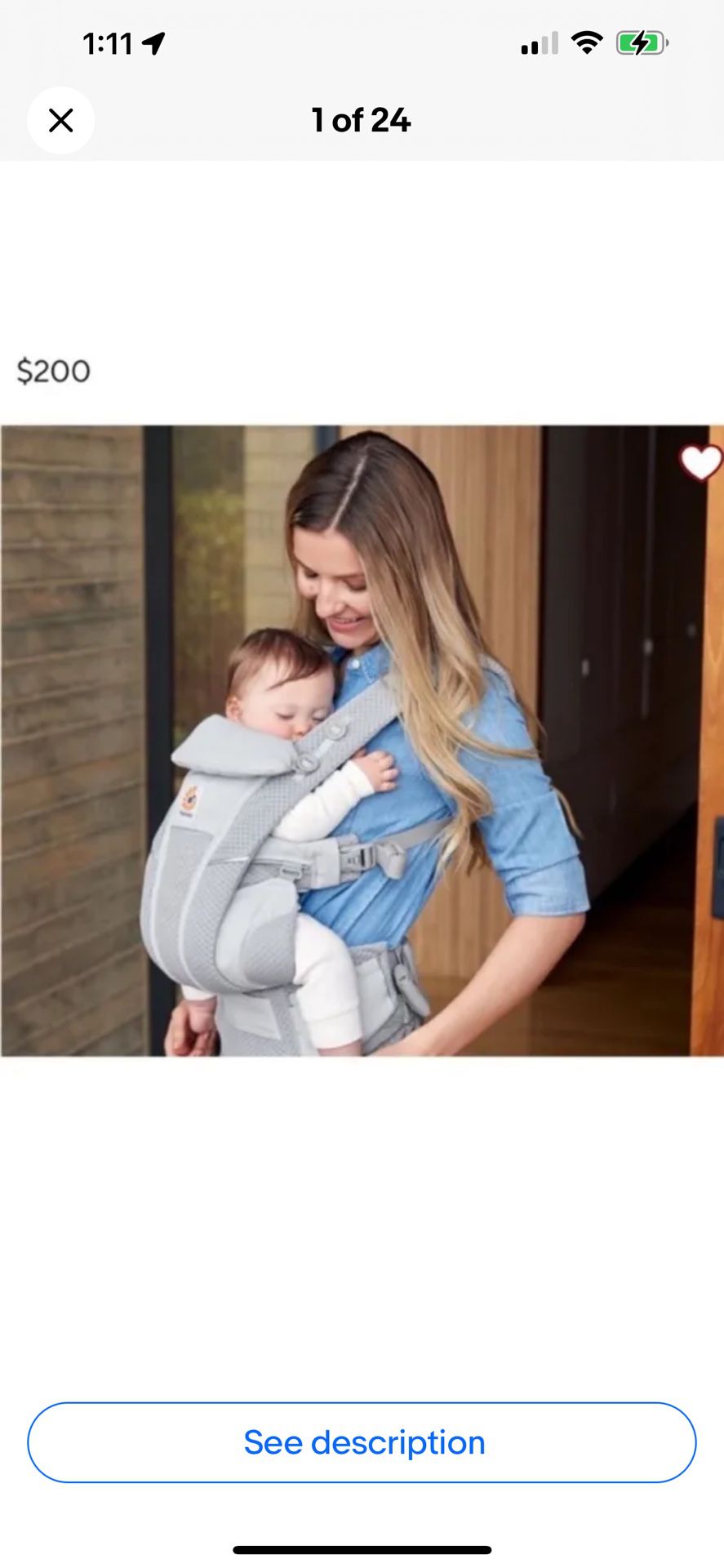 New NWT Ergobaby Omni Breeze All-Position Mesh Baby Carrier - Pearl Gray