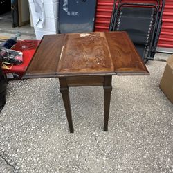 Antique Drop-Leaf Traditional Italian Provincial Solid Wood End Side Table