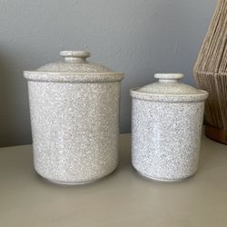 Set of 2 MIKASA Ultrastone Beige Canister & Lid