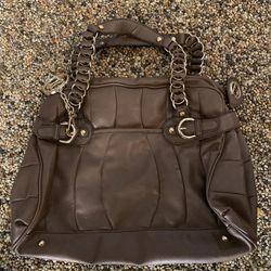 Bebe Leather Hand Bag Purse Brown 
