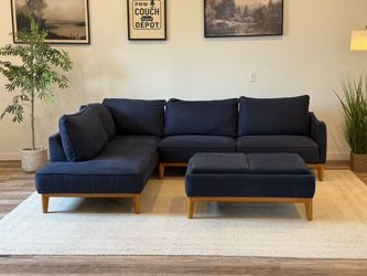 Macy’s Midnight blue Jollene sectional couch delivery available