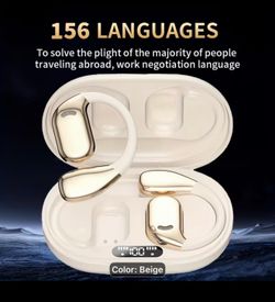 New Beige 3 in 1 Translation Earphones - real time translation plus music and answer calls -