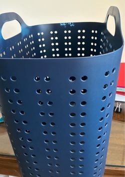 Blue Plastic Laundry Basket with Handle