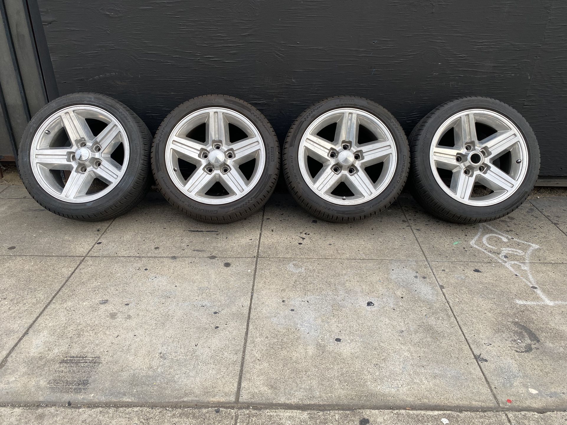 Set 17x8 Polished IROC Wheel, 5x5 , W 245/40/17 Pirelli Tires, 50% Tread, Good Condition Fit Chevy Trucks Only, Will Not Fit Cars, Sell $600.00 Cash