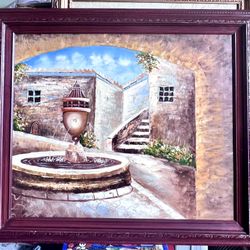 Venice Oil Painting Framed Wall Picture 25 1/4”H x 29 1/2”W