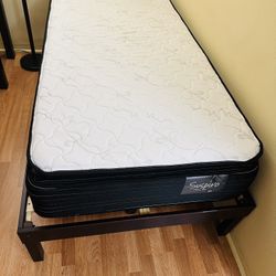 High Rise Twin Wood Bed Espresso And Mattress 