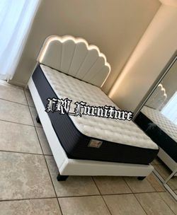 New Queen bed frame with mattress