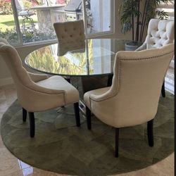 Glass Table Top With 4 Chairs