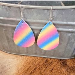 Faux Leather Rainbow Earrings 