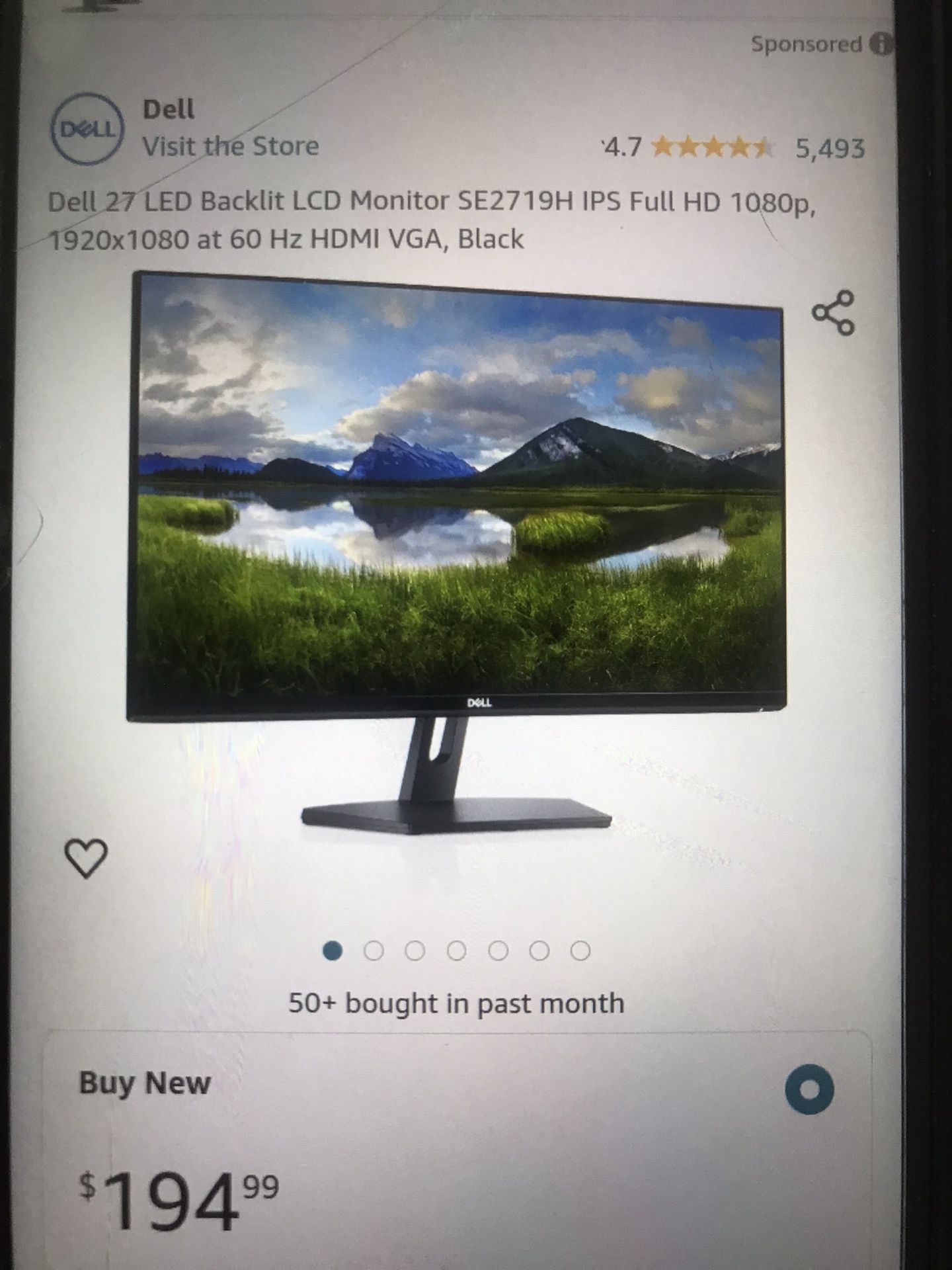 Computer Monitor Dell $50