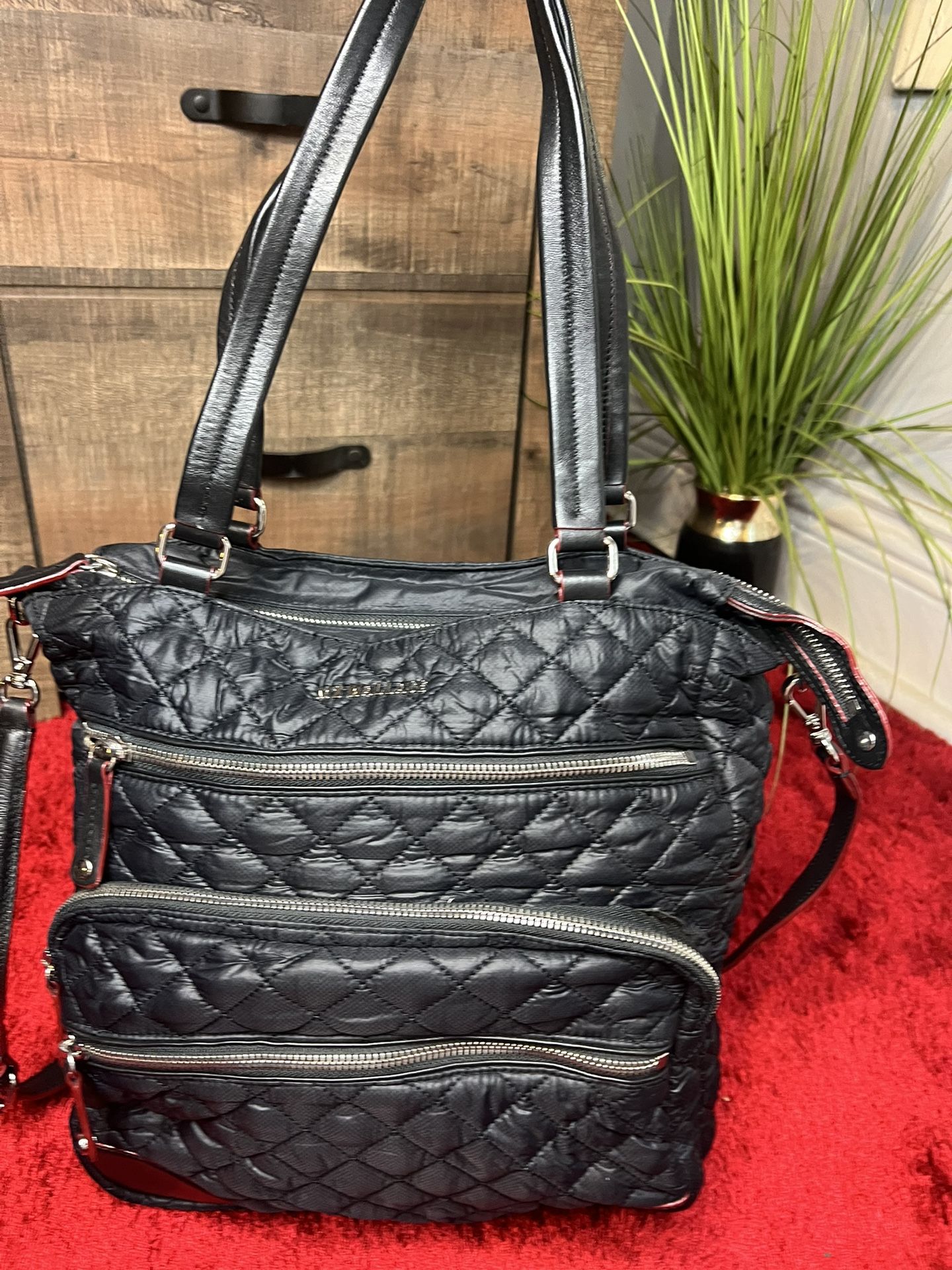 MZ Wallace Tote/Shoulder Quilted Gray Bag