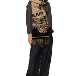 BURBERRY LONDON Large Check EKD Cashmere Reversible Fringed Edge Scarf Wrap