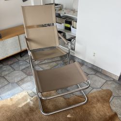 Mid Century Modern Leather And Chrome Chair