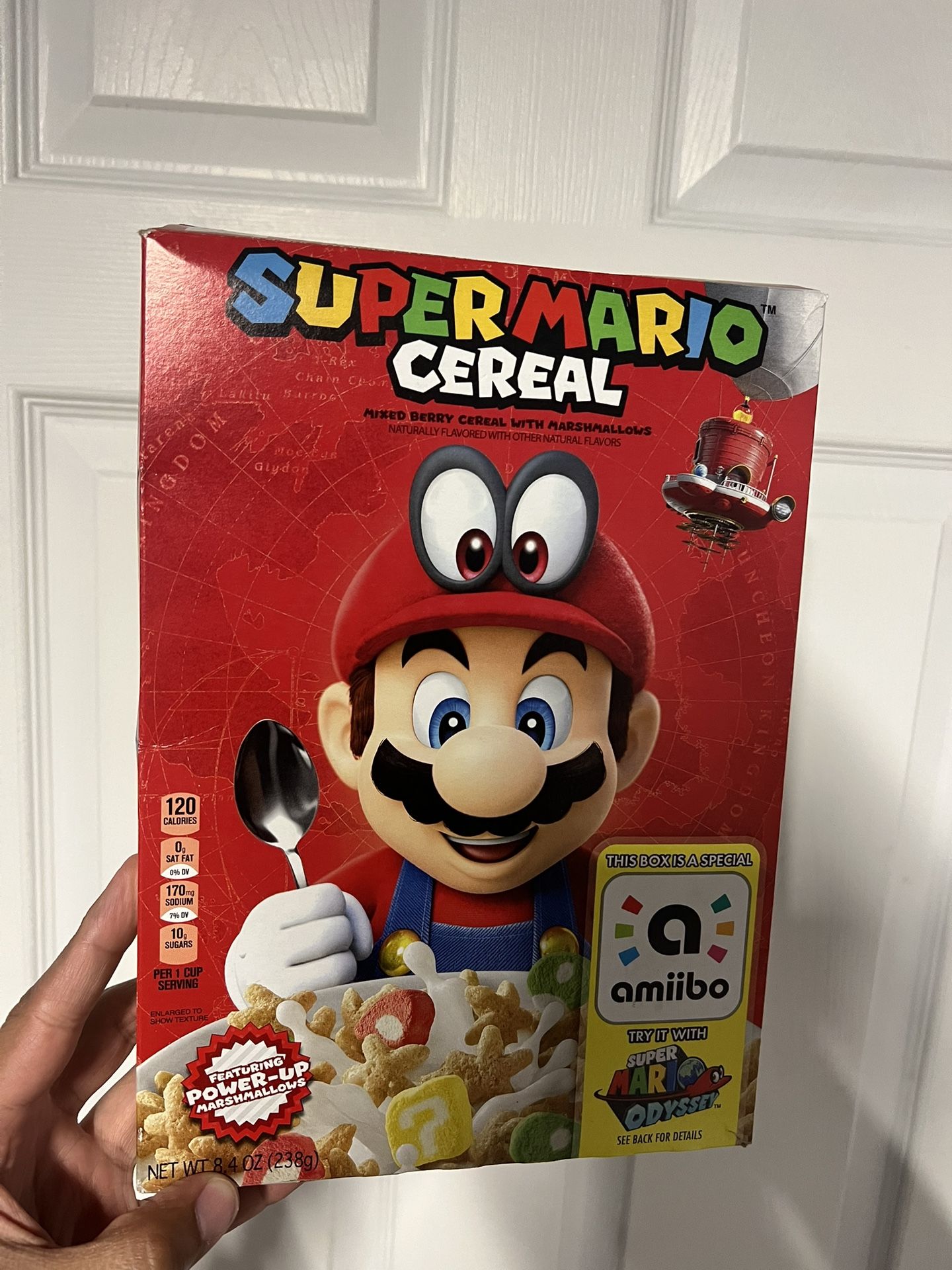 Super Mario amiibo cereal box