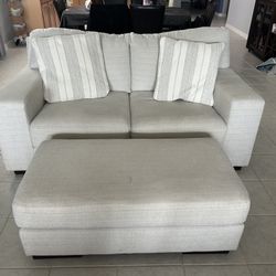 White Sofa Loveseat and Ottoman