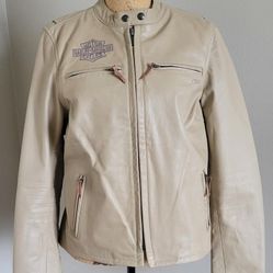Harley-Davidson Women's Tan Leather Jacket, Size Large 