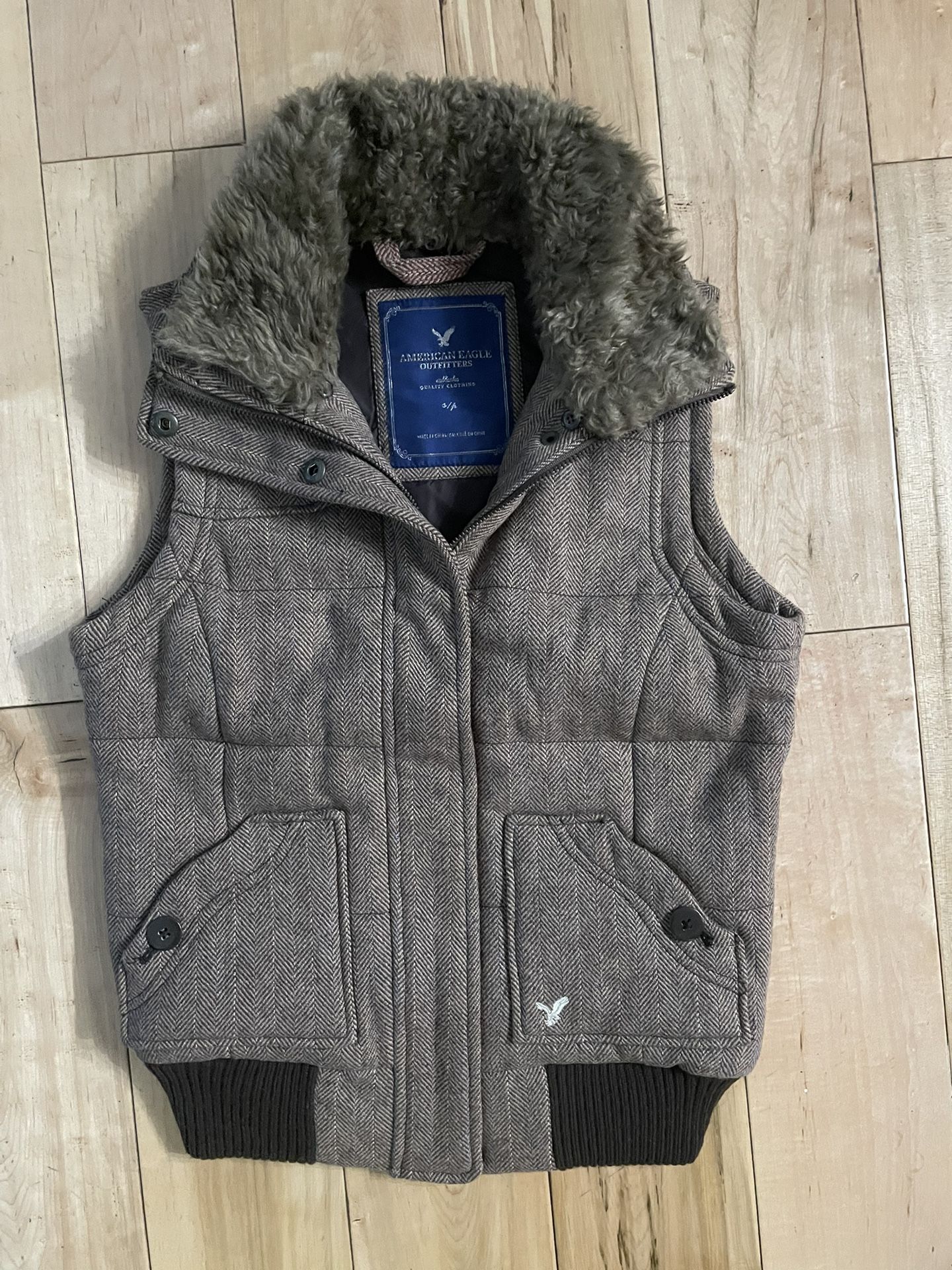 American Eagle Outfitters Faux Fur Wool Vest Small