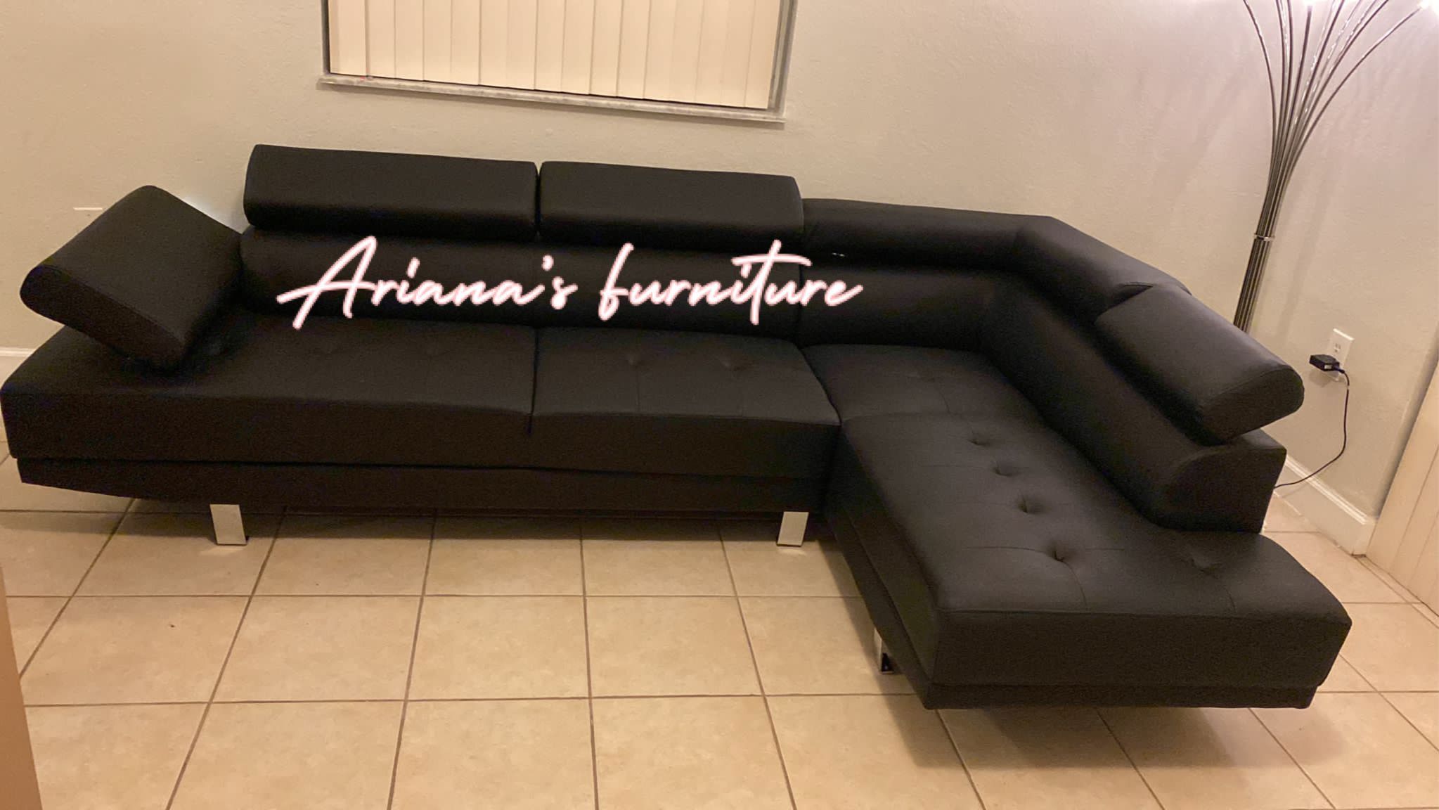 New Black Sectional Right Side Chaise 