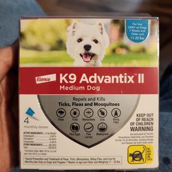 K9 Advantix II  Medium dogs 11-21  lbs 4 doses.