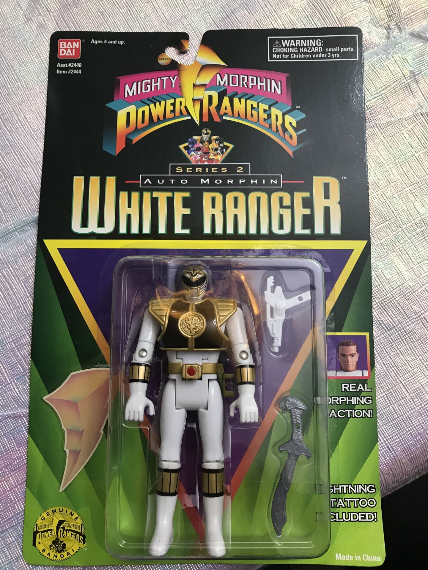 Mighty Morphin Power Rangers Series 2 Auto Morphin White Ranger Flip Head Rare