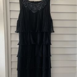 Dress. Evening Party Dress Event..  20s   Flapper Inspired Black Beaded Top  Tiered Dress. Size Small 