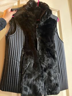 Black Faux Fur and Quilted Vest