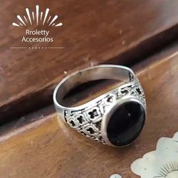 Sterling Silver 925 Ring Onyx Stone