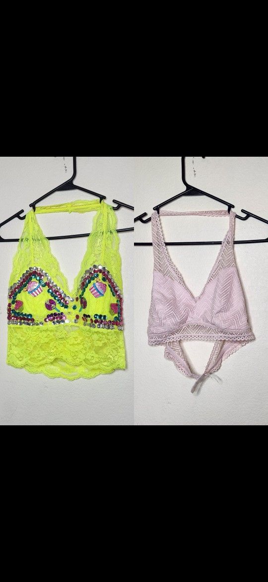 2 Large Halter Top Bralette's. One is Custom Handmade