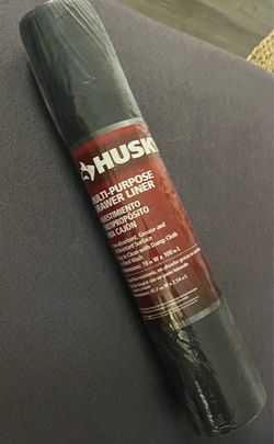 Husky multi-purpose drawer liner in black, 18 in W x 100 in L. Non-absorbent, grease & stain-resistant surface. Still in original packaging!