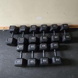 80lb, 85lb, 90lb, 95lb, 100lb Metal Hex Dumbbells--