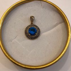 Small Blue London topaz a white topaz pendant