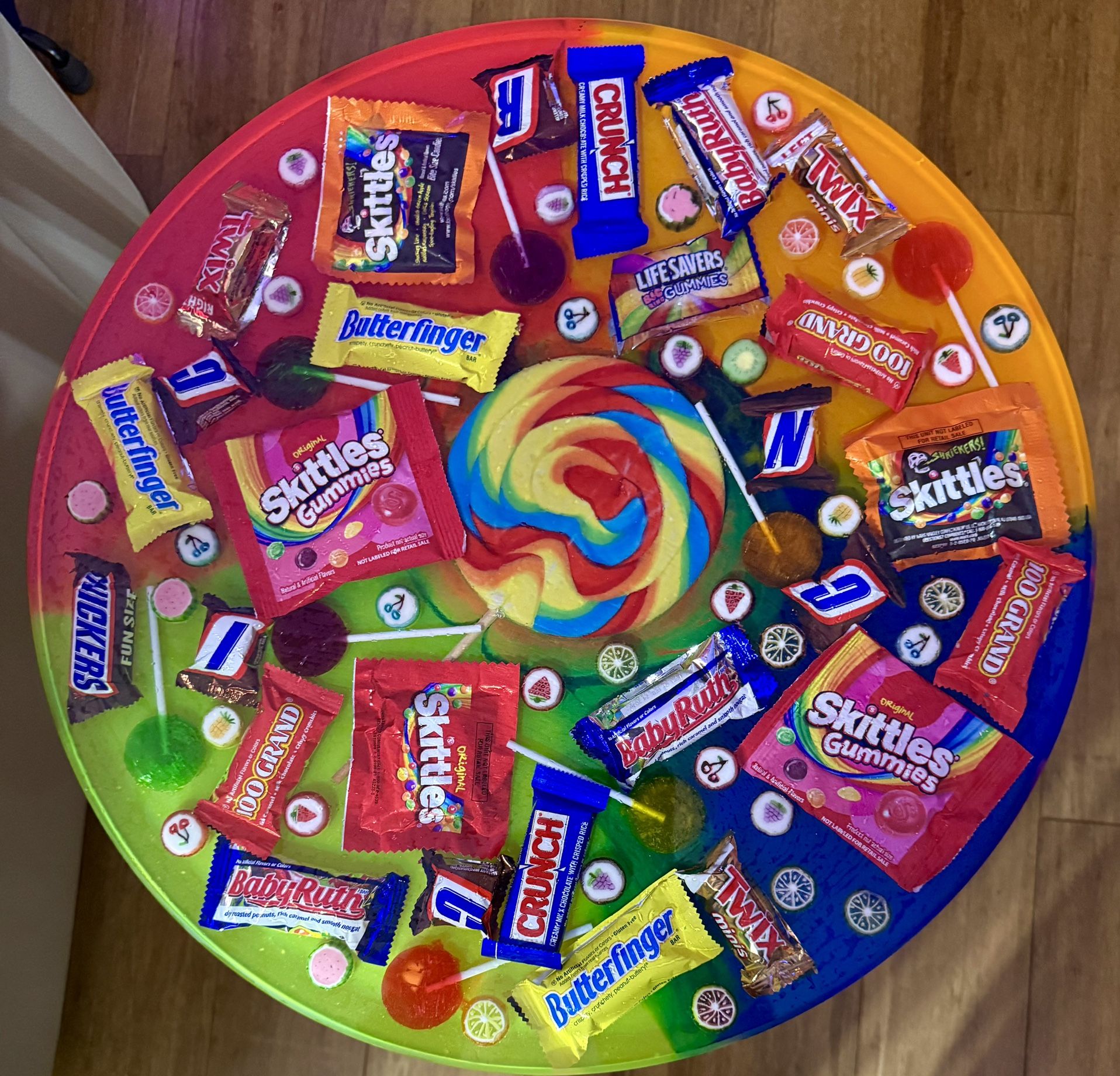 Handmade “Candy” Resin Side Table – 18” Round