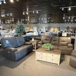 Grey Power Reclining Couch And Loveseat 