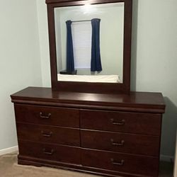 Dresser With Attached Mirror