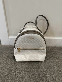 *Michael Kors Brand Shielda Logo Medium Leather Backpack, White/Gray*
